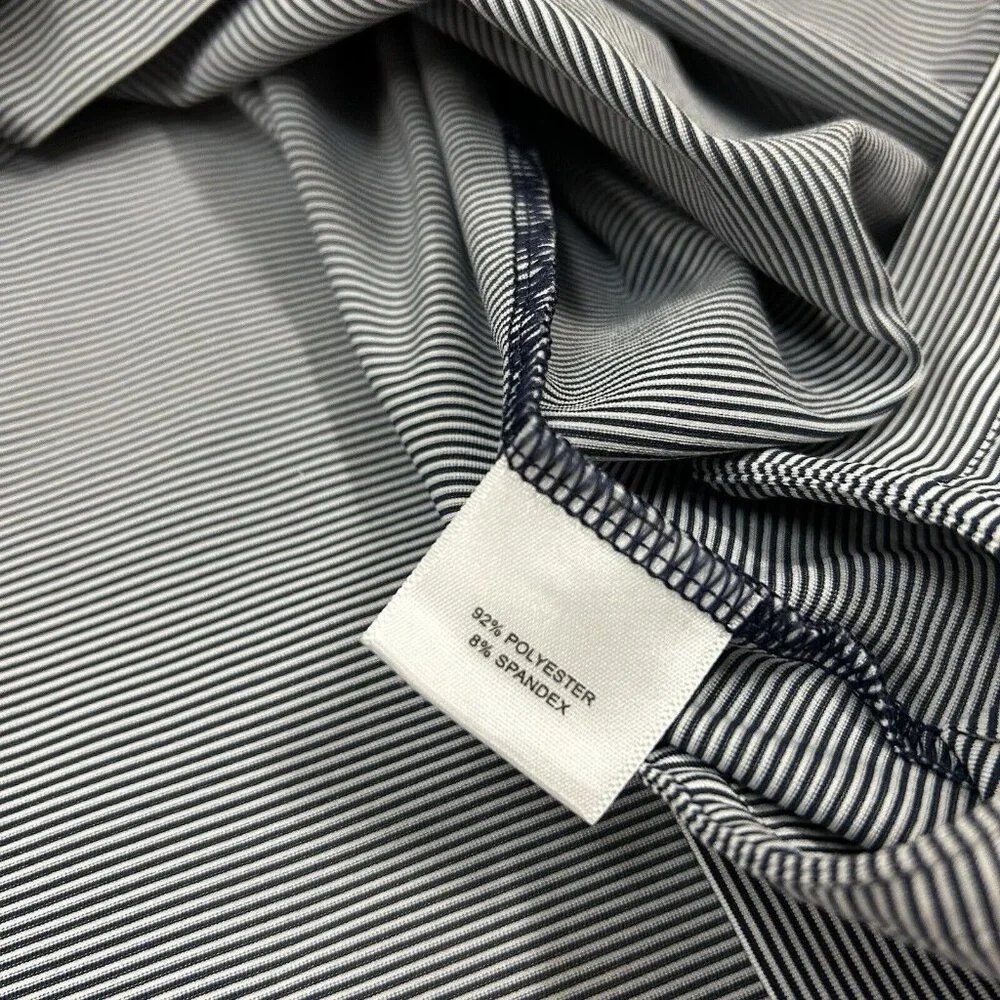 Peter Millar Summer Comfort Men's XL White Blue Stripled‎ Polo Golf Shirt